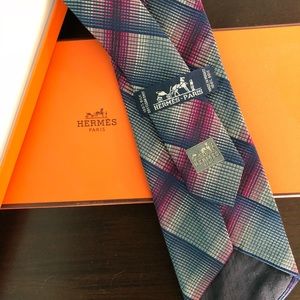 Preowned Hermes Woven Heavy Silk Tie multicolor